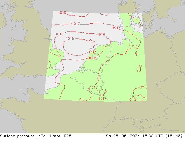 Surface pressure Harm .025 Sa 25.05.2024 18 UTC