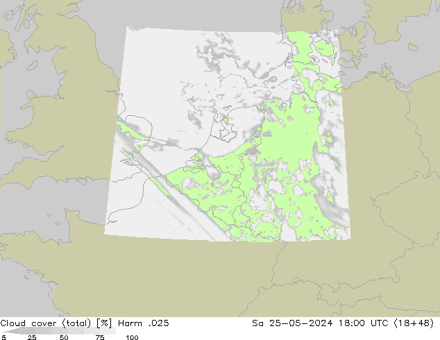 Bewolking (Totaal) Harm .025 za 25.05.2024 18 UTC