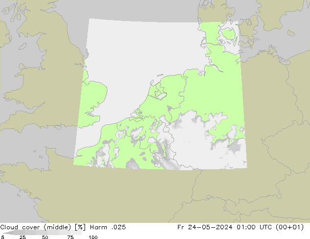 Cloud cover (middle) Harm .025 Fr 24.05.2024 01 UTC