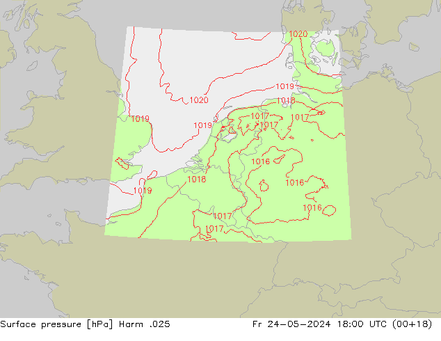 Surface pressure Harm .025 Fr 24.05.2024 18 UTC