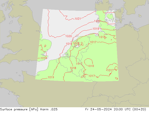 Atmosférický tlak Harm .025 Pá 24.05.2024 20 UTC