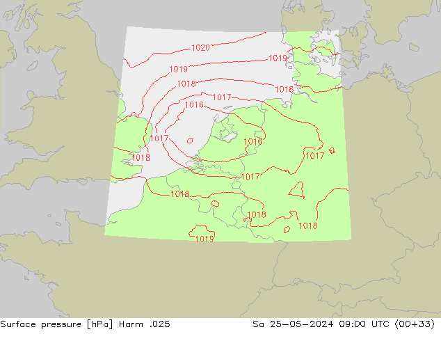 Surface pressure Harm .025 Sa 25.05.2024 09 UTC