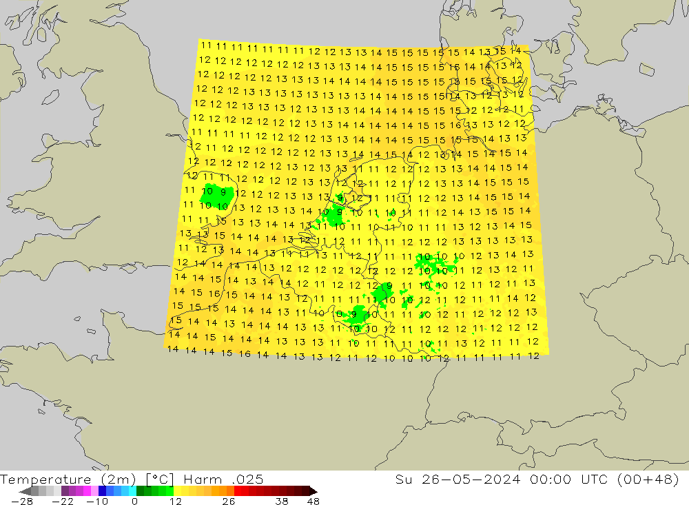 温度图 Harm .025 星期日 26.05.2024 00 UTC
