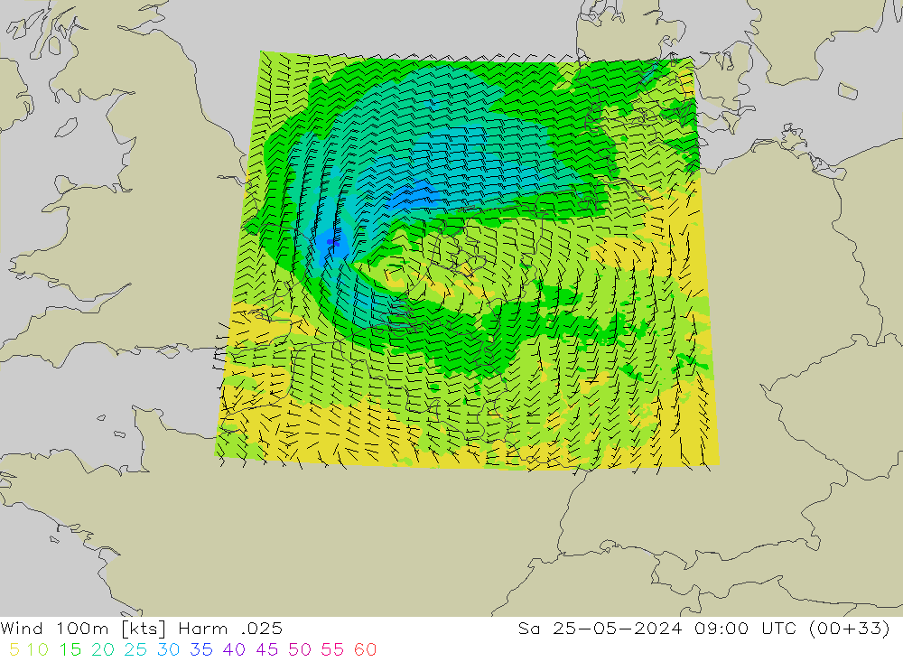 Wind 100m Harm .025 So 25.05.2024 09 UTC