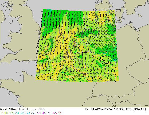 Viento 50 m Harm .025 vie 24.05.2024 12 UTC