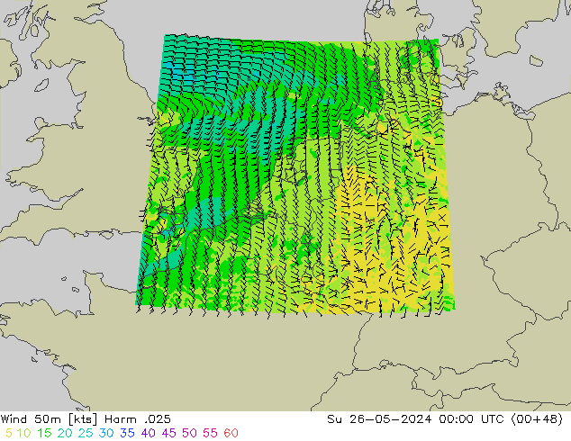 Wind 50m Harm .025 Su 26.05.2024 00 UTC