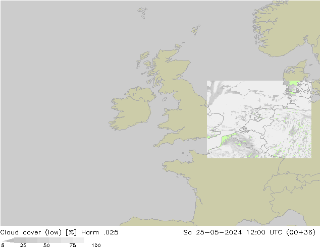 Bewolking (Laag) Harm .025 za 25.05.2024 12 UTC