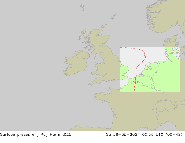 Pressione al suolo Harm .025 dom 26.05.2024 00 UTC