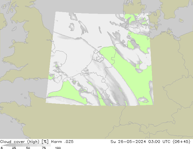 Cloud cover (high) Harm .025 Su 26.05.2024 03 UTC