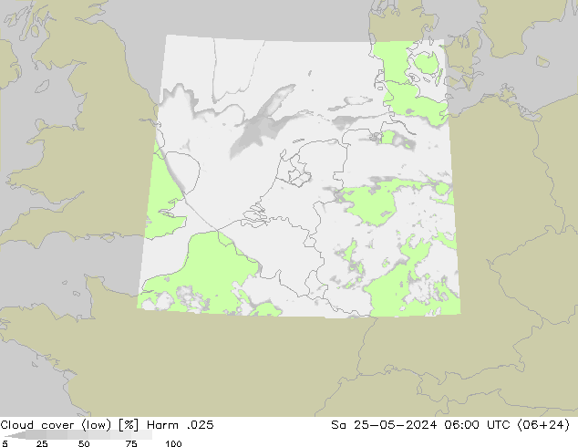 Bewolking (Laag) Harm .025 za 25.05.2024 06 UTC