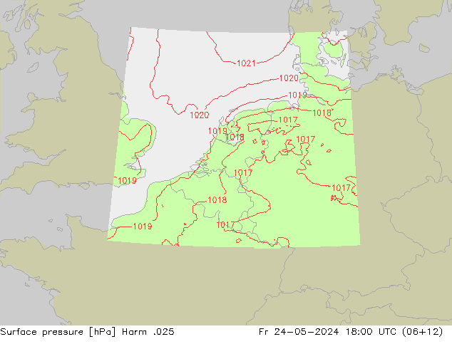 Pressione al suolo Harm .025 ven 24.05.2024 18 UTC