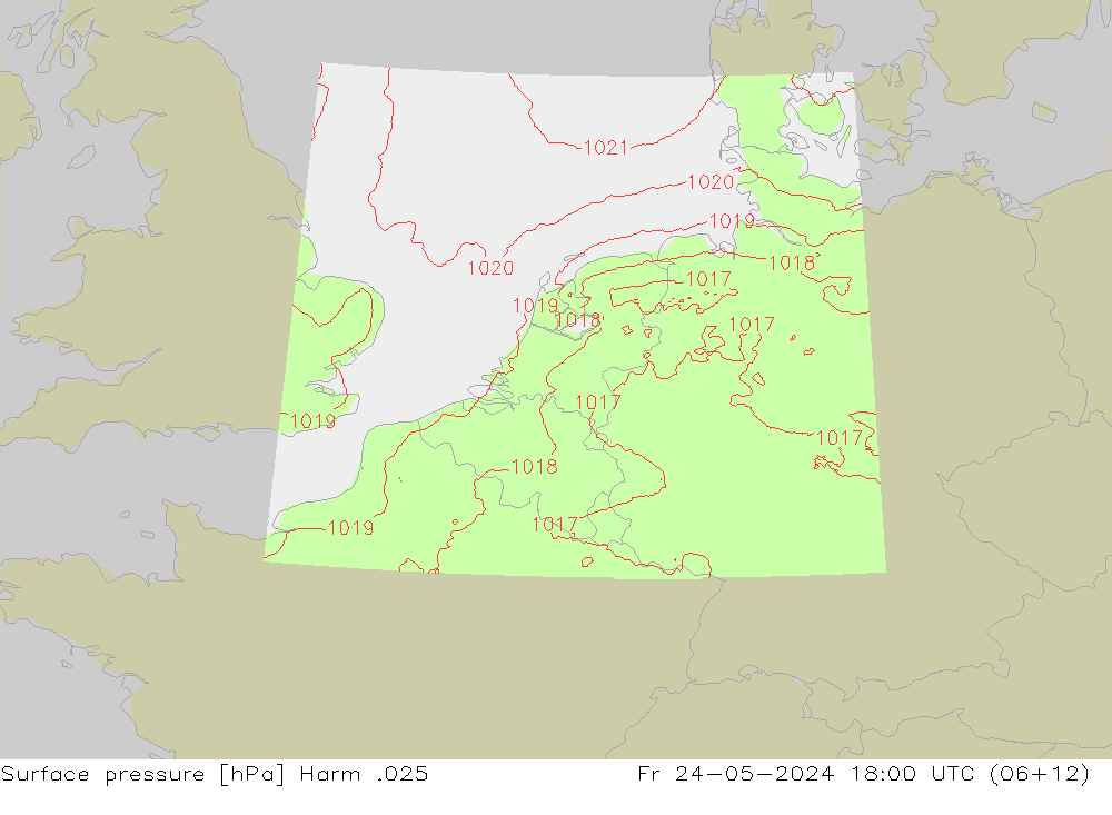 Atmosférický tlak Harm .025 Pá 24.05.2024 18 UTC