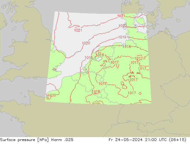 Pressione al suolo Harm .025 ven 24.05.2024 21 UTC