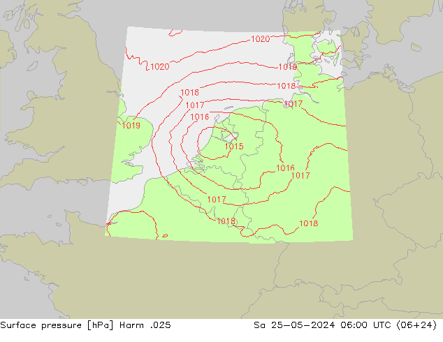 Surface pressure Harm .025 Sa 25.05.2024 06 UTC