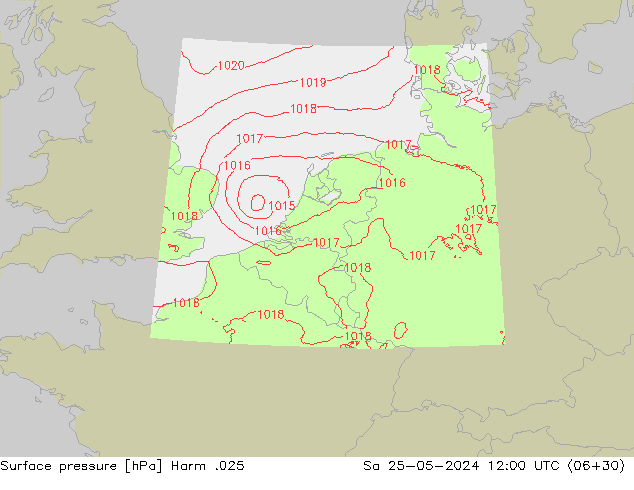 Surface pressure Harm .025 Sa 25.05.2024 12 UTC