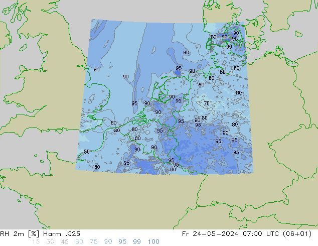 RH 2m Harm .025 Fr 24.05.2024 07 UTC