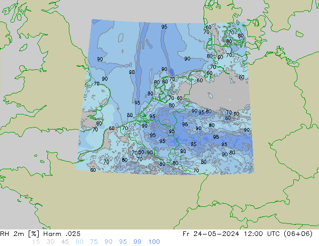 RH 2m Harm .025 Fr 24.05.2024 12 UTC