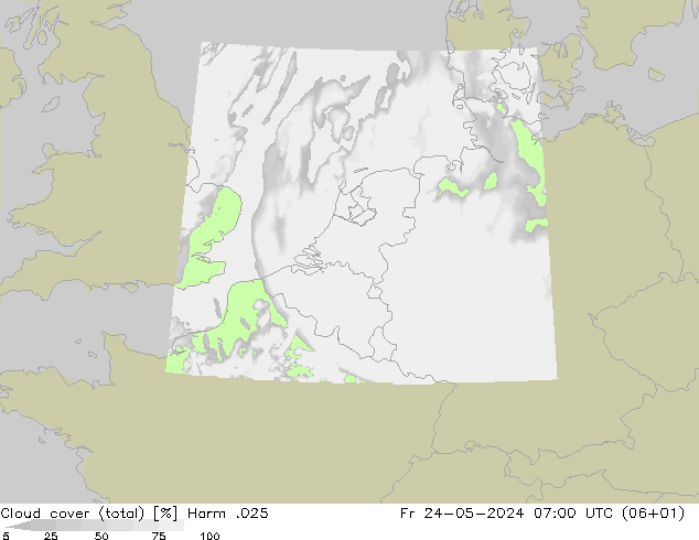 Wolken (gesamt) Harm .025 Fr 24.05.2024 07 UTC