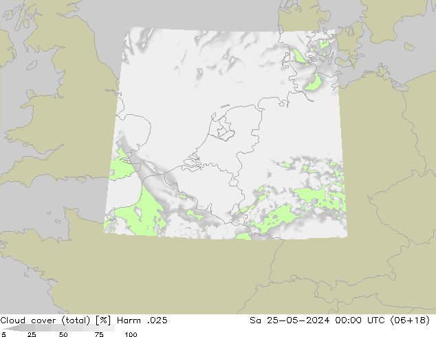 Cloud cover (total) Harm .025 Sa 25.05.2024 00 UTC