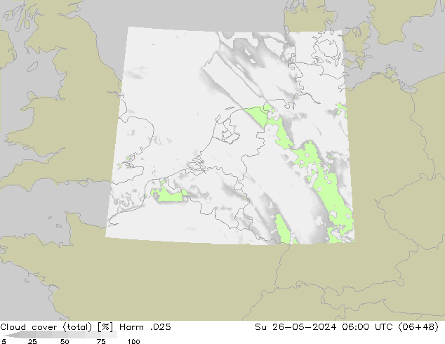Nubes (total) Harm .025 dom 26.05.2024 06 UTC