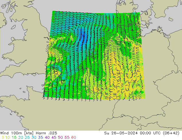 Wind 100m Harm .025 So 26.05.2024 00 UTC