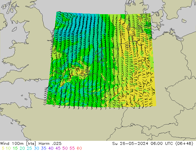 Wind 100m Harm .025 So 26.05.2024 06 UTC