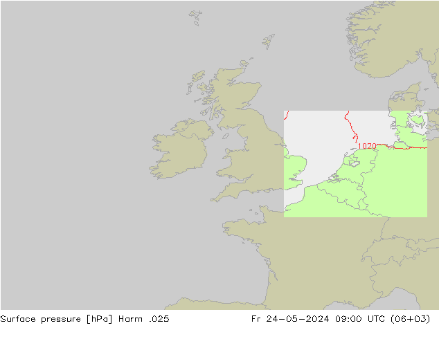 Atmosférický tlak Harm .025 Pá 24.05.2024 09 UTC