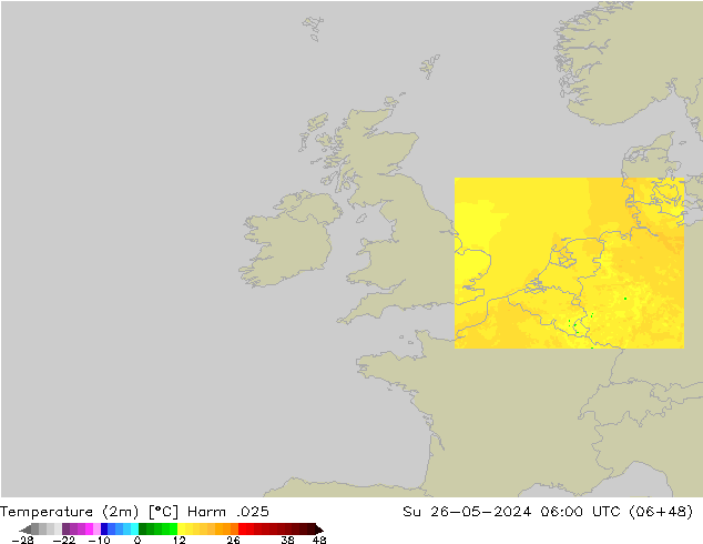 Temperature (2m) Harm .025 Su 26.05.2024 06 UTC