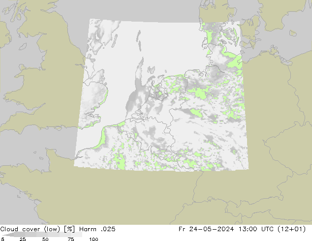 Bewolking (Laag) Harm .025 vr 24.05.2024 13 UTC