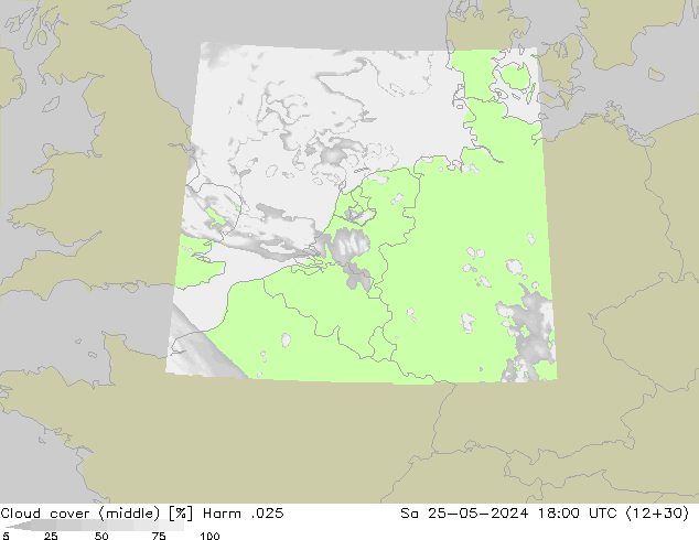 Cloud cover (middle) Harm .025 Sa 25.05.2024 18 UTC