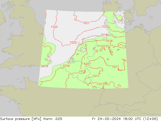 地面气压 Harm .025 星期五 24.05.2024 18 UTC