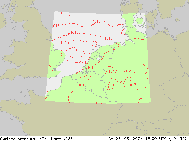 Surface pressure Harm .025 Sa 25.05.2024 18 UTC