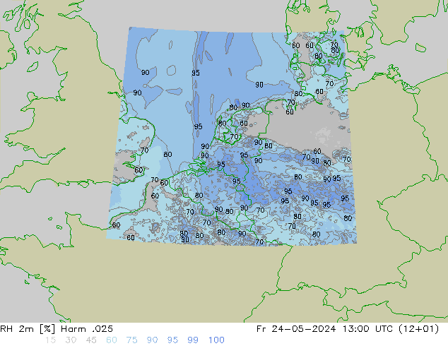 RH 2m Harm .025 ven 24.05.2024 13 UTC