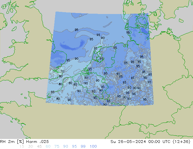 RH 2m Harm .025  26.05.2024 00 UTC