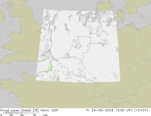 Bewolking (Totaal) Harm .025 vr 24.05.2024 13 UTC