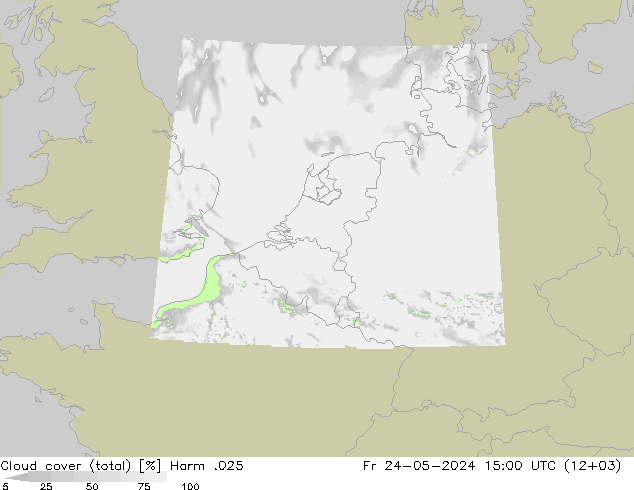 Bewolking (Totaal) Harm .025 vr 24.05.2024 15 UTC