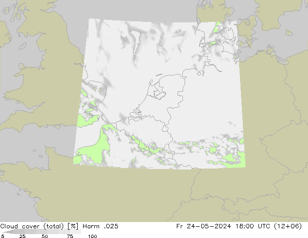 Cloud cover (total) Harm .025 Fr 24.05.2024 18 UTC