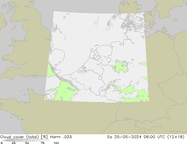 Cloud cover (total) Harm .025 Sa 25.05.2024 06 UTC