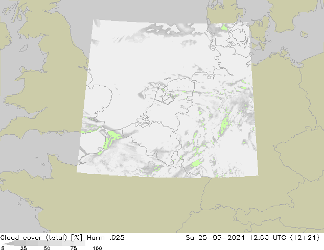 Wolken (gesamt) Harm .025 Sa 25.05.2024 12 UTC