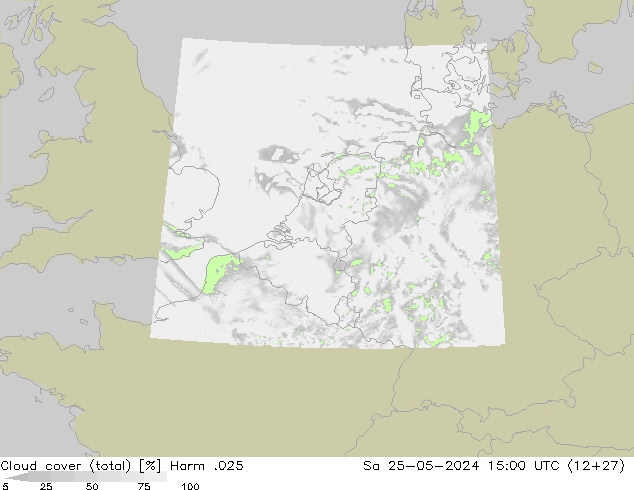 Cloud cover (total) Harm .025 So 25.05.2024 15 UTC