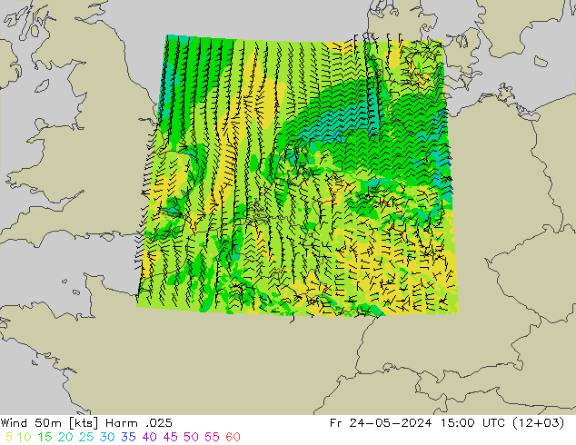 Viento 50 m Harm .025 vie 24.05.2024 15 UTC