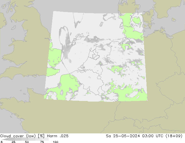 Cloud cover (low) Harm .025 Sa 25.05.2024 03 UTC