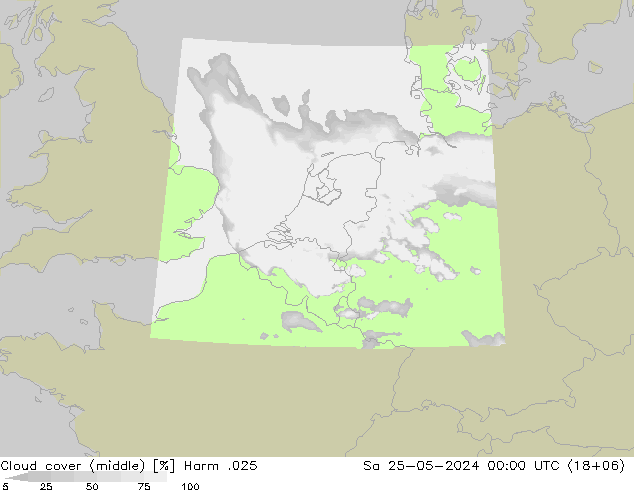 Wolken (mittel) Harm .025 Sa 25.05.2024 00 UTC