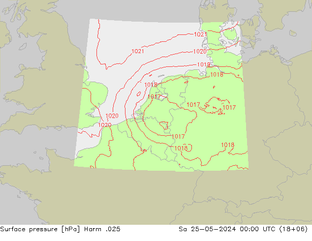 Pressione al suolo Harm .025 sab 25.05.2024 00 UTC