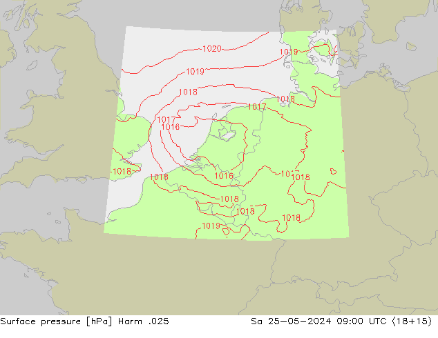 Pressione al suolo Harm .025 sab 25.05.2024 09 UTC
