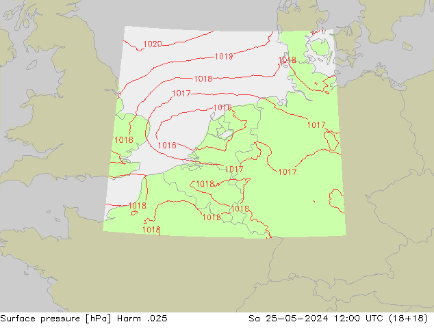 Surface pressure Harm .025 Sa 25.05.2024 12 UTC