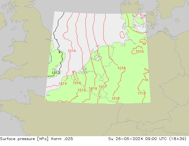 Pressione al suolo Harm .025 dom 26.05.2024 09 UTC