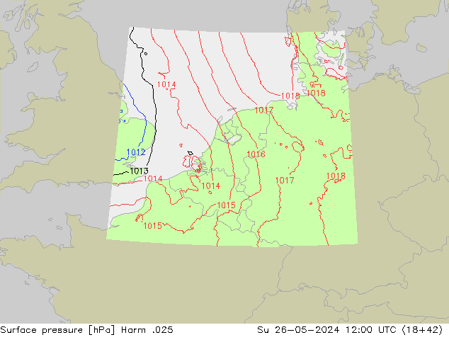 Atmosférický tlak Harm .025 Ne 26.05.2024 12 UTC