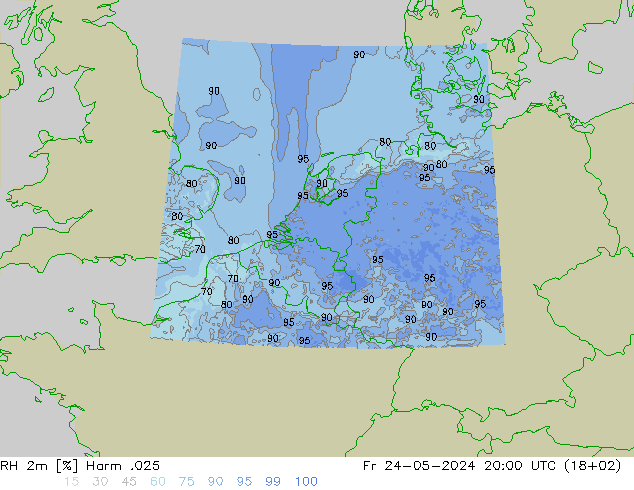 RH 2m Harm .025 星期五 24.05.2024 20 UTC