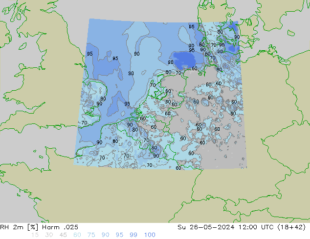 RH 2m Harm .025 星期日 26.05.2024 12 UTC